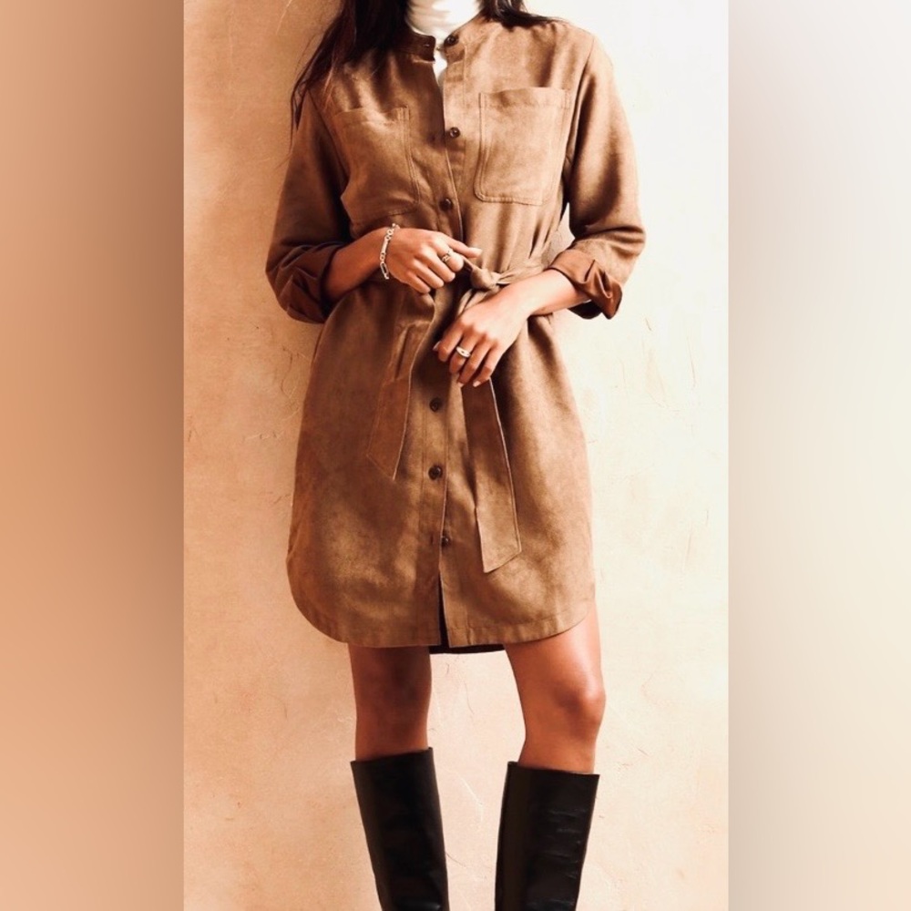 Banana Republic Vegan (Faux) Suede Shirt Dress
